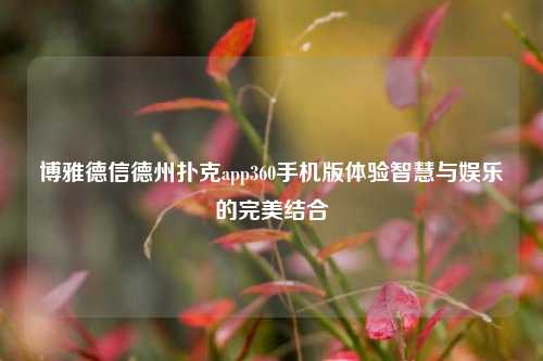 博雅德信德州扑克app360手机版体验智慧与娱乐的完美结合