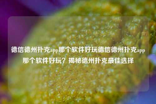 德信德州扑克app那个软件好玩德信德州扑克app那个软件好玩？揭秘德州扑克最佳选择