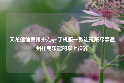 天龙德信德州扑克app手机版一款让玩家尽享德州扑克乐趣的掌上神器