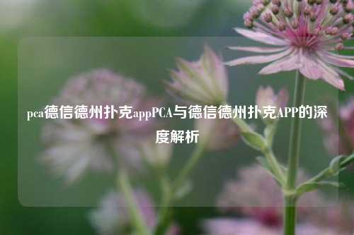 pca德信德州扑克appPCA与德信德州扑克APP的深度解析