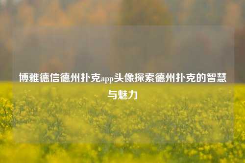 博雅德信德州扑克app头像探索德州扑克的智慧与魅力