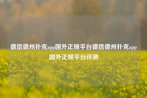 德信德州扑克app国外正规平台德信德州扑克app国外正规平台评测