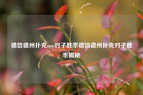 德信德州扑克app对子胜率德信德州扑克对子胜率揭秘