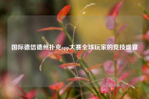 国际德信德州扑克app大赛全球玩家的竞技盛宴