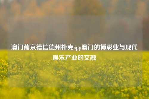 澳门葡京德信德州扑克app澳门的博彩业与现代娱乐产业的交融