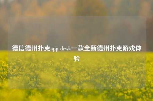 德信德州扑克app drwk一款全新德州扑克游戏体验