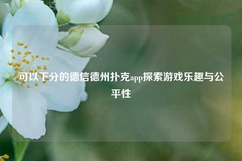 可以下分的德信德州扑克app探索游戏乐趣与公平性