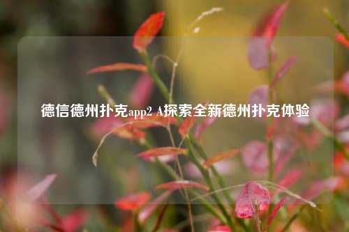 德信德州扑克app2 A探索全新德州扑克体验