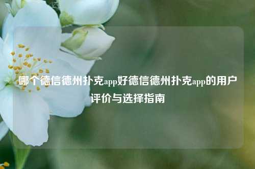 哪个德信德州扑克app好德信德州扑克app的用户评价与选择指南