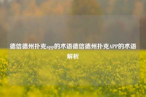 德信德州扑克app的术语德信德州扑克APP的术语解析