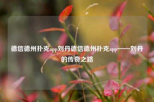 德信德州扑克app刘丹德信德州扑克app——刘丹的传奇之路