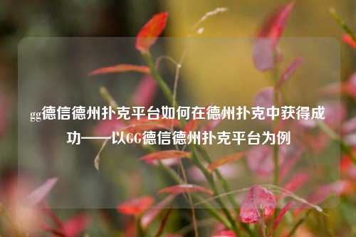 gg德信德州扑克平台如何在德州扑克中获得成功——以GG德信德州扑克平台为例