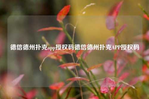 德信德州扑克app授权码德信德州扑克APP授权码