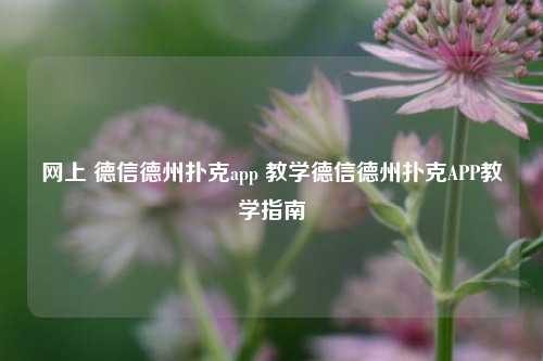 网上 德信德州扑克app 教学德信德州扑克APP教学指南