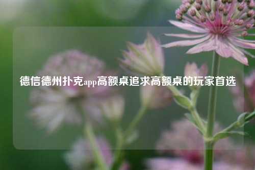 德信德州扑克app高额桌追求高额桌的玩家首选