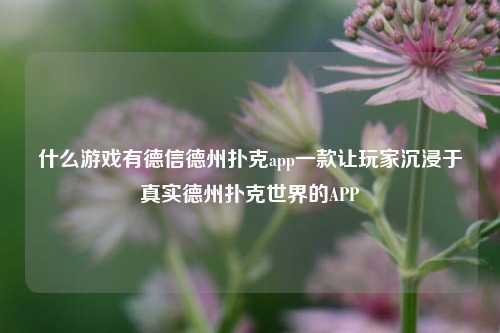 什么游戏有德信德州扑克app一款让玩家沉浸于真实德州扑克世界的APP
