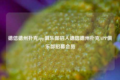 德信德州扑克app俱乐部招人德信德州扑克APP俱乐部招募会员