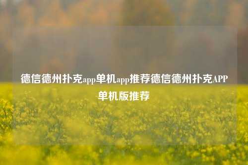 德信德州扑克app单机app推荐德信德州扑克APP单机版推荐