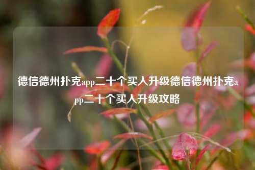 德信德州扑克app二十个买入升级德信德州扑克app二十个买入升级攻略