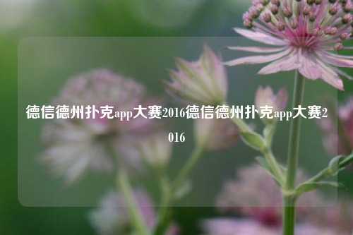 德信德州扑克app大赛2016德信德州扑克app大赛2016