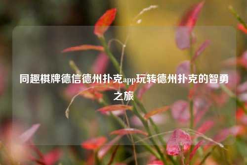 同趣棋牌德信德州扑克app玩转德州扑克的智勇之旅