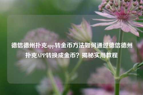 德信德州扑克app转金币方法如何通过德信德州扑克APP转换成金币？揭秘实用教程