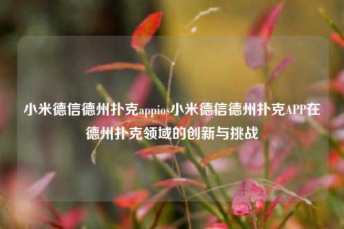 小米德信德州扑克appios小米德信德州扑克APP在德州扑克领域的创新与挑战