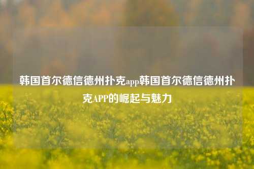 韩国首尔德信德州扑克app韩国首尔德信德州扑克APP的崛起与魅力
