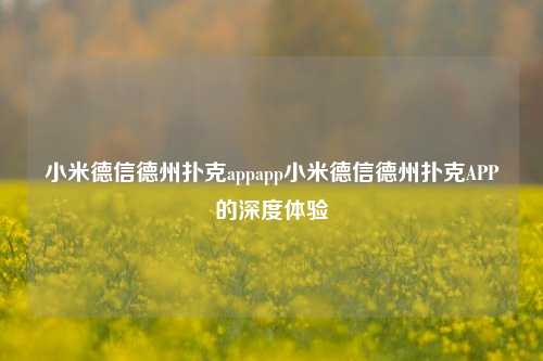 小米德信德州扑克appapp小米德信德州扑克APP的深度体验