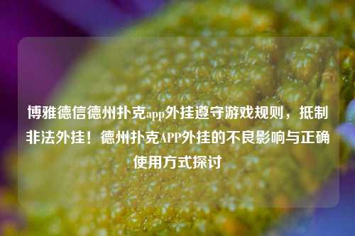 博雅德信德州扑克app外挂遵守游戏规则，抵制非法外挂！德州扑克APP外挂的不良影响与正确使用方式探讨
