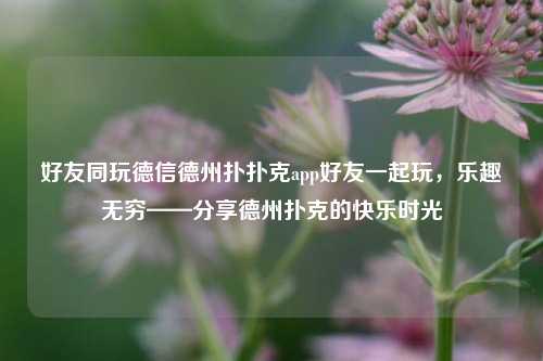 好友同玩德信德州扑扑克app好友一起玩，乐趣无穷——分享德州扑克的快乐时光