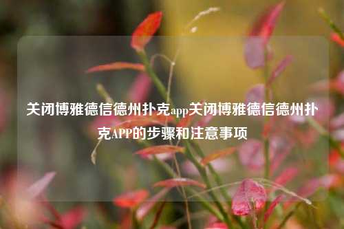 关闭博雅德信德州扑克app关闭博雅德信德州扑克APP的步骤和注意事项