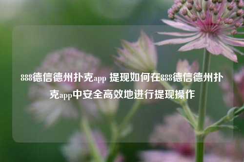 888德信德州扑克app 提现如何在888德信德州扑克app中安全高效地进行提现操作