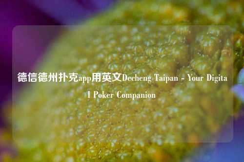 德信德州扑克app用英文Decheng Taipan - Your Digital Poker Companion