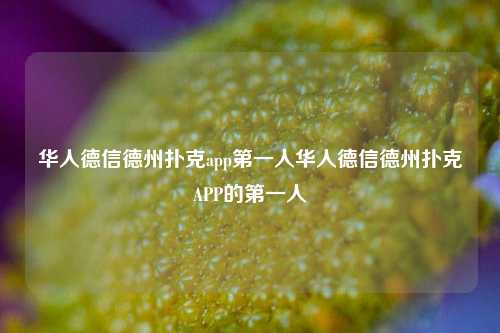 华人德信德州扑克app第一人华人德信德州扑克APP的第一人