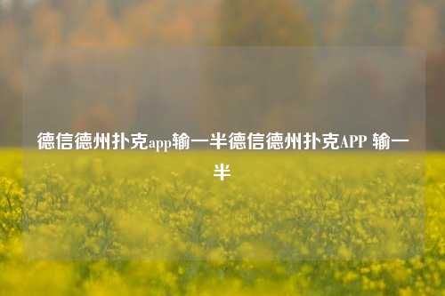 德信德州扑克app输一半德信德州扑克APP 输一半