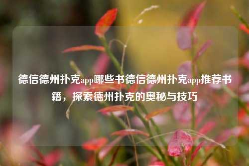 德信德州扑克app哪些书德信德州扑克app推荐书籍，探索德州扑克的奥秘与技巧