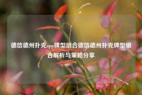 德信德州扑克app牌型组合德信德州扑克牌型组合解析与策略分享