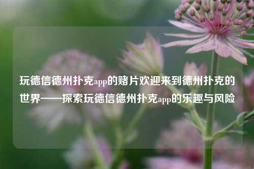 玩德信德州扑克app的赌片欢迎来到德州扑克的世界——探索玩德信德州扑克app的乐趣与风险
