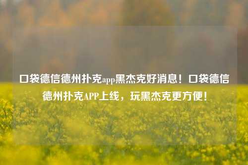 口袋德信德州扑克app黑杰克好消息！口袋德信德州扑克APP上线，玩黑杰克更方便！