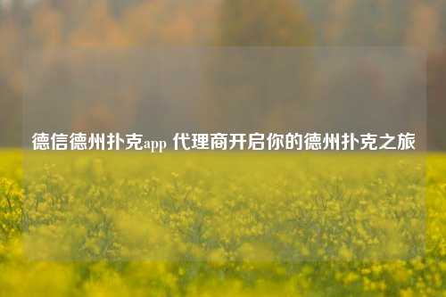 德信德州扑克app 代理商开启你的德州扑克之旅
