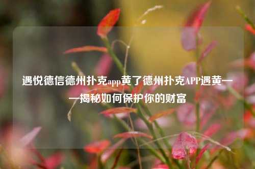 遇悦德信德州扑克app黄了德州扑克APP遇黄——揭秘如何保护你的财富