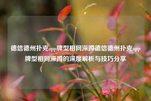 德信德州扑克app牌型相同深蹲德信德州扑克app牌型相同深蹲的深度解析与技巧分享
