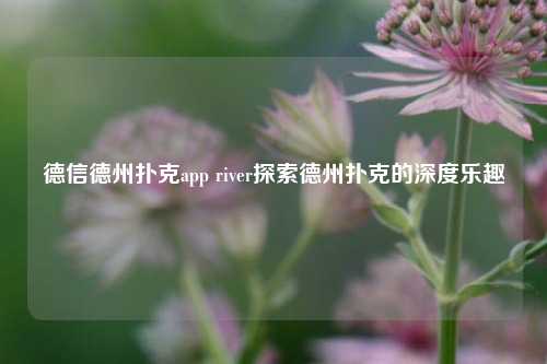 德信德州扑克app river探索德州扑克的深度乐趣