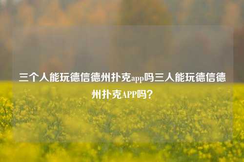 三个人能玩德信德州扑克app吗三人能玩德信德州扑克APP吗？