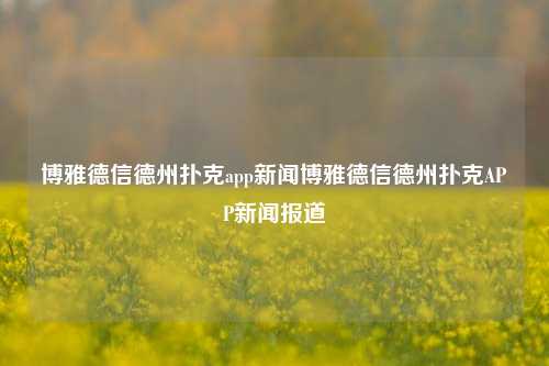 博雅德信德州扑克app新闻博雅德信德州扑克APP新闻报道
