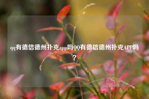 qq有德信德州扑克app吗QQ有德信德州扑克APP吗？