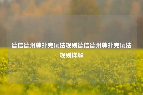 德信德州牌扑克玩法规则德信德州牌扑克玩法规则详解