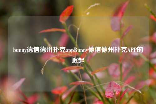bunny德信德州扑克appBunny德信德州扑克APP的崛起