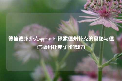 德信德州扑克appmtt hu探索德州扑克的奥秘与德信德州扑克APP的魅力
